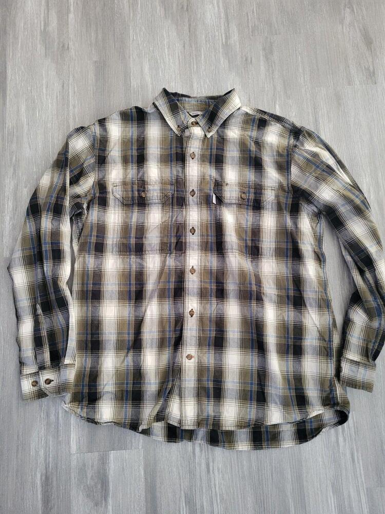 CARHARTT Men's Long Sleeve Check Plaid Flannel Shirt XL Green Blue White